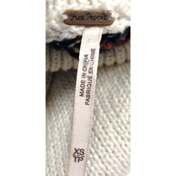 Free People Sweater Dress Wn XS Cream Cotton Wool Mohair Scotland Fair Isle Cozy - Picture 7 of 8